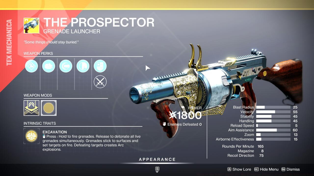 The Prospector grenade launcher