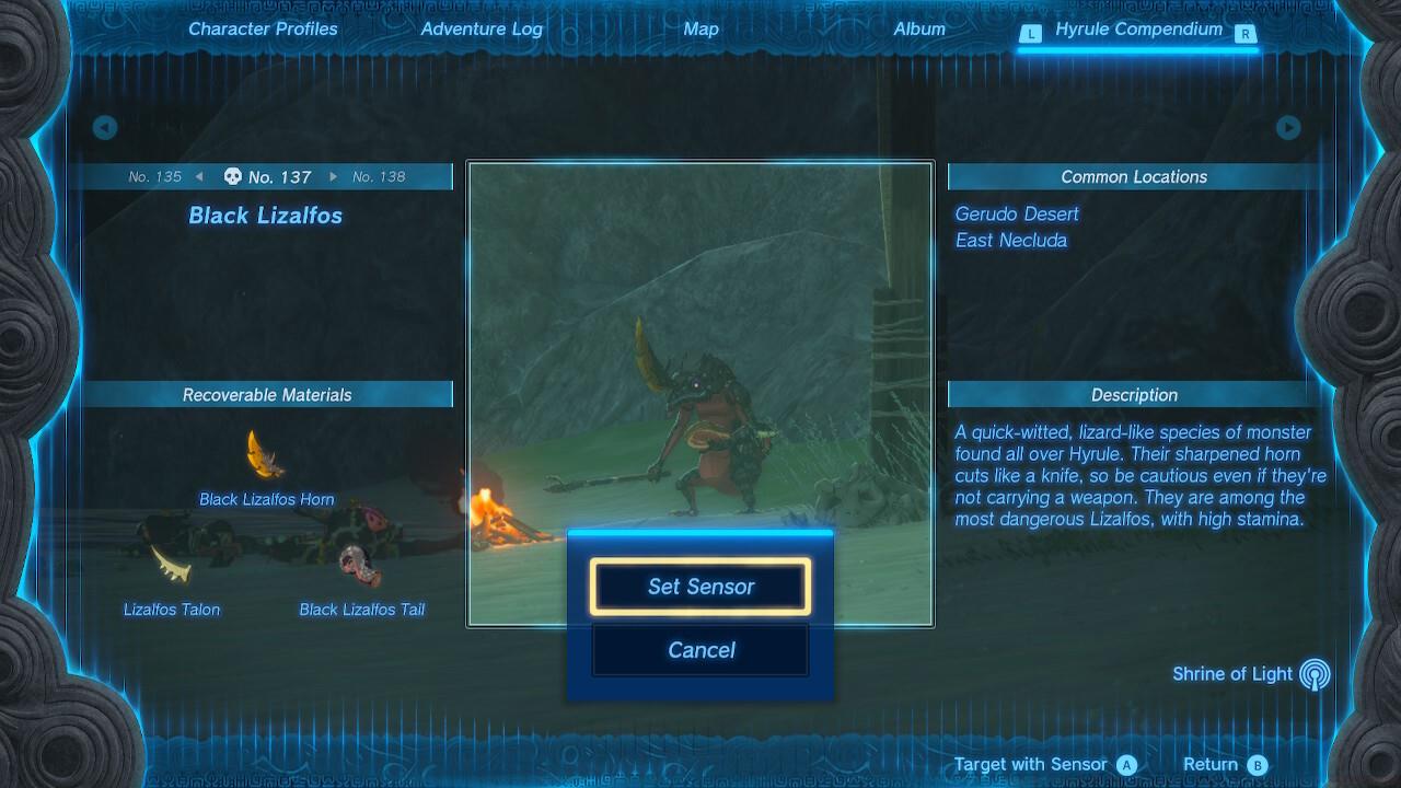 Set a target for the Sensor+ so you can farm materials more efficiently.