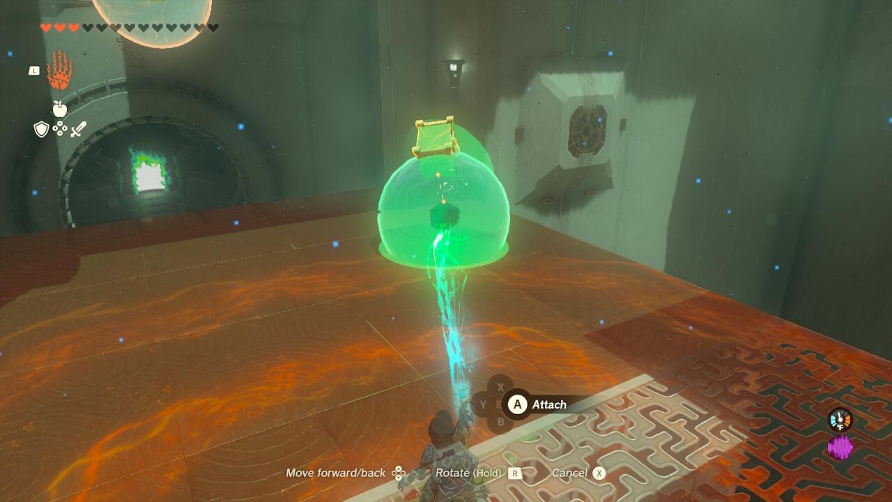 Use the water orb to catch the chest, then bring it to solid land to open it.