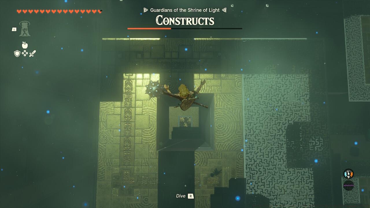 After clearing away the rock flooring, you can easily get back up top from the ejector below if you fall down.