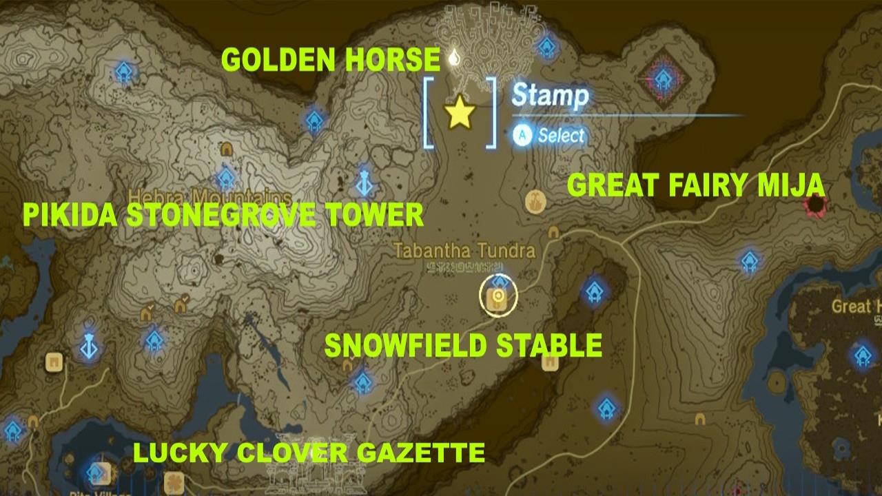 Zelda Golden Horse landmarks map