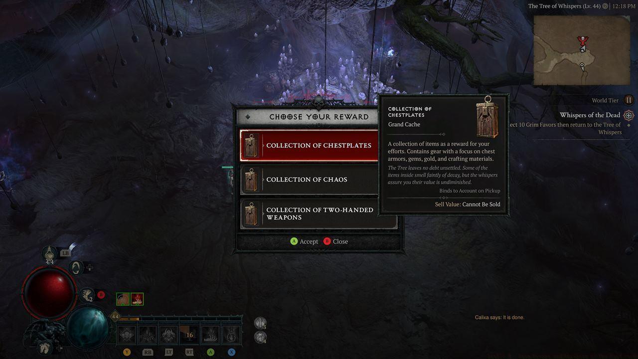 Tree of Whispers reward selection