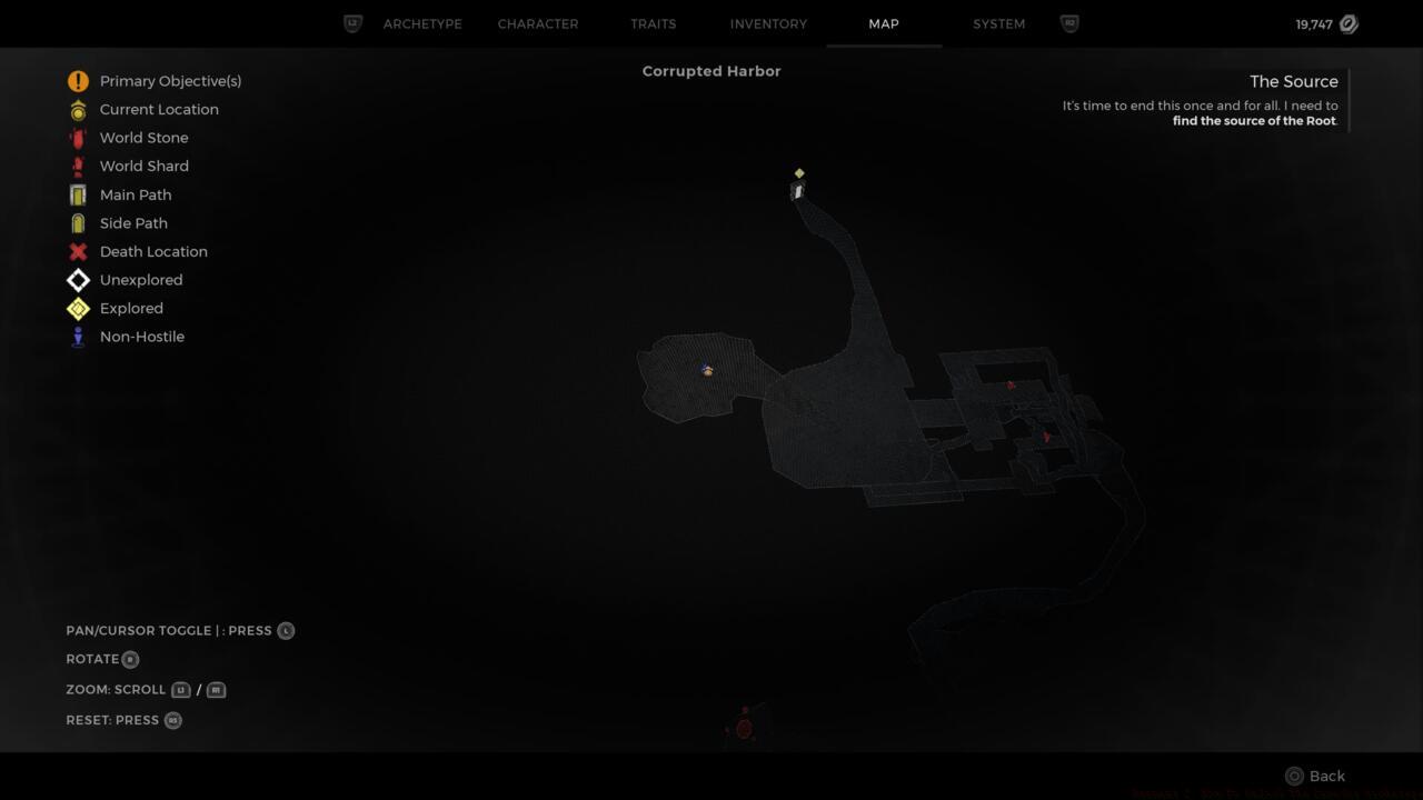 The pod you're seeking is located in this large, circular area of Corrupted Harbor.