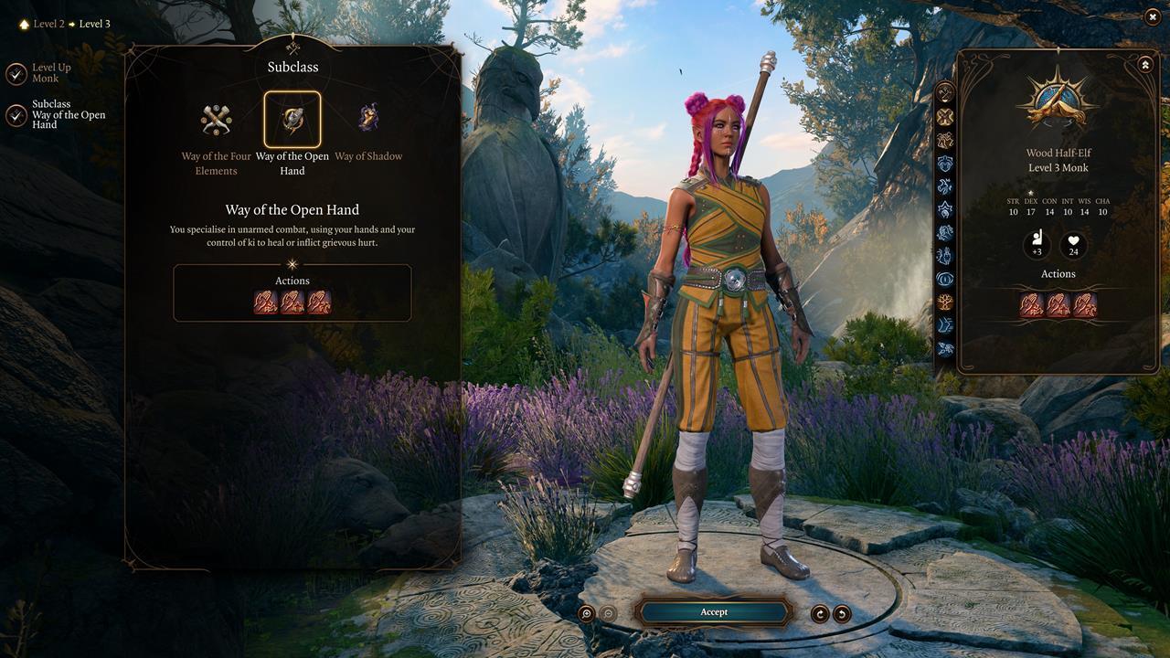 Monk subclasses are only unlocked once you reach level 3.