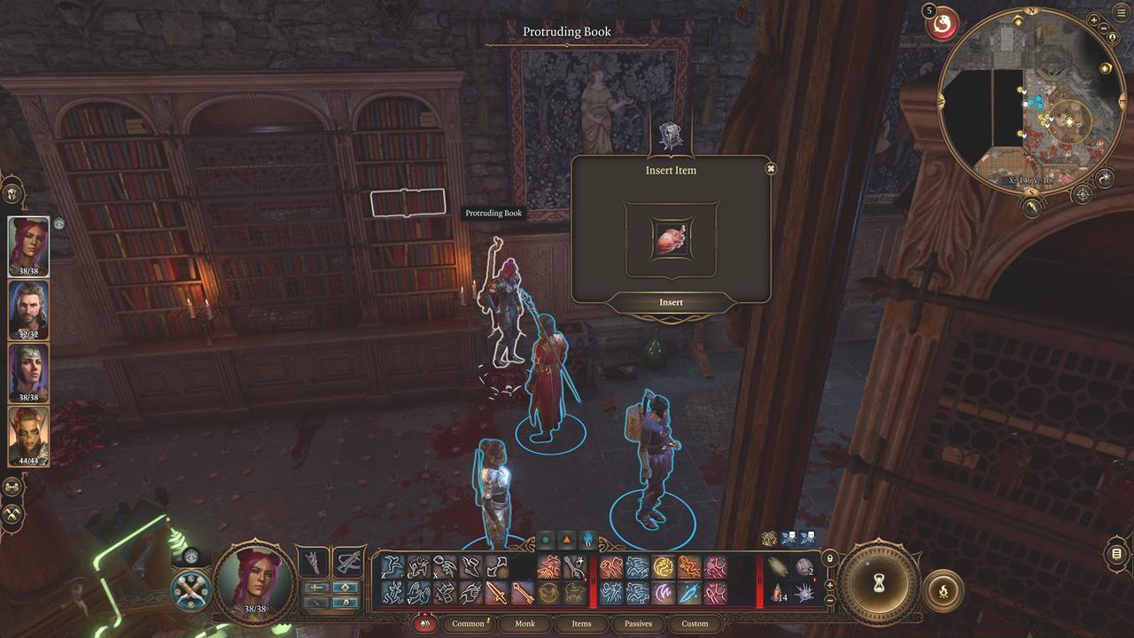 Once interaction with the plinth becomes possible, insert a cardiac organ to disclose a concealed space.