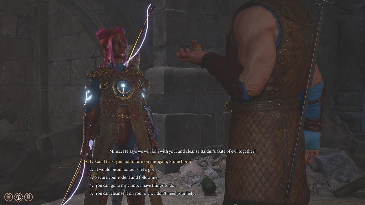 Minsc will look for Boo. The two will want to join your group.