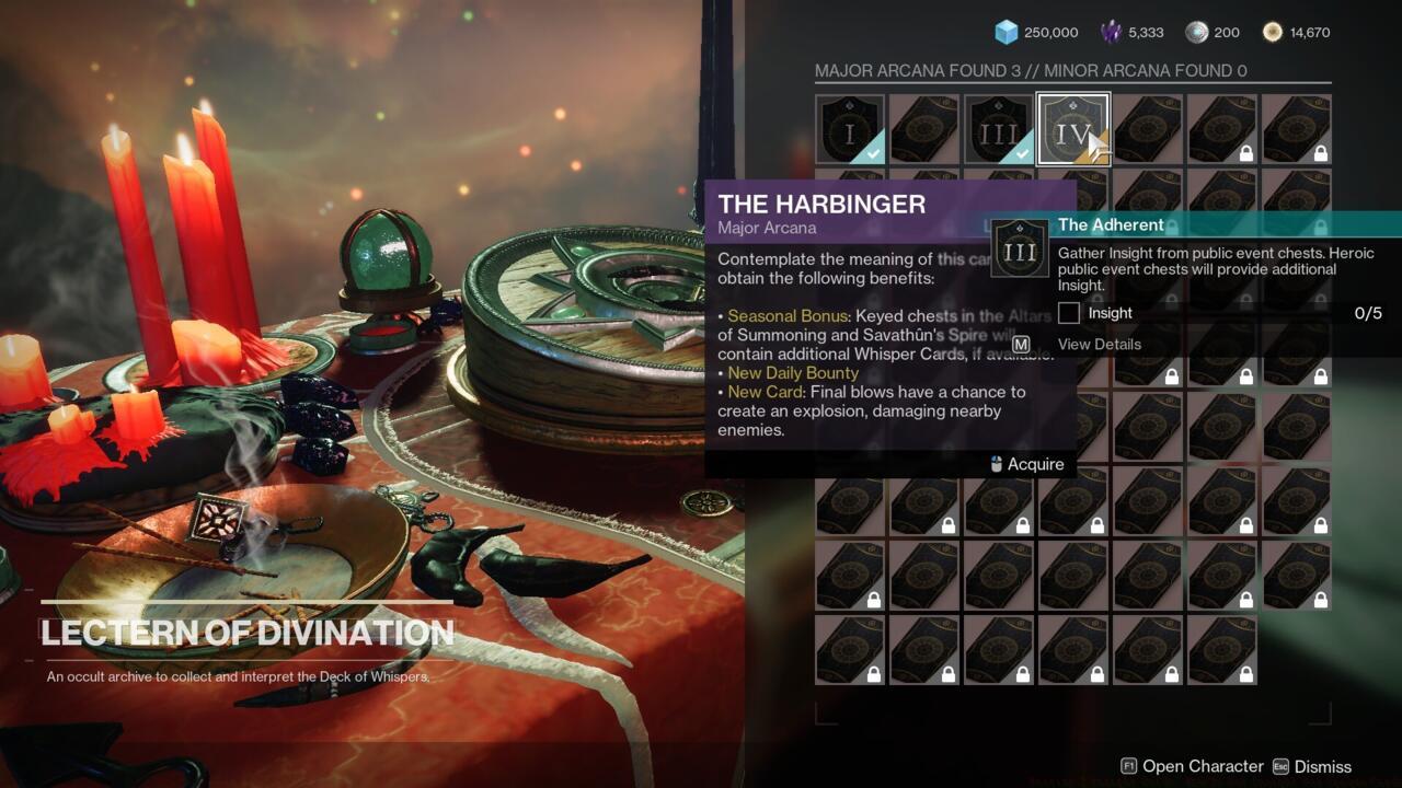 Whenever you get a new Opaque Card, head to the Lectern of Divination to kickstart the corresponding quest.