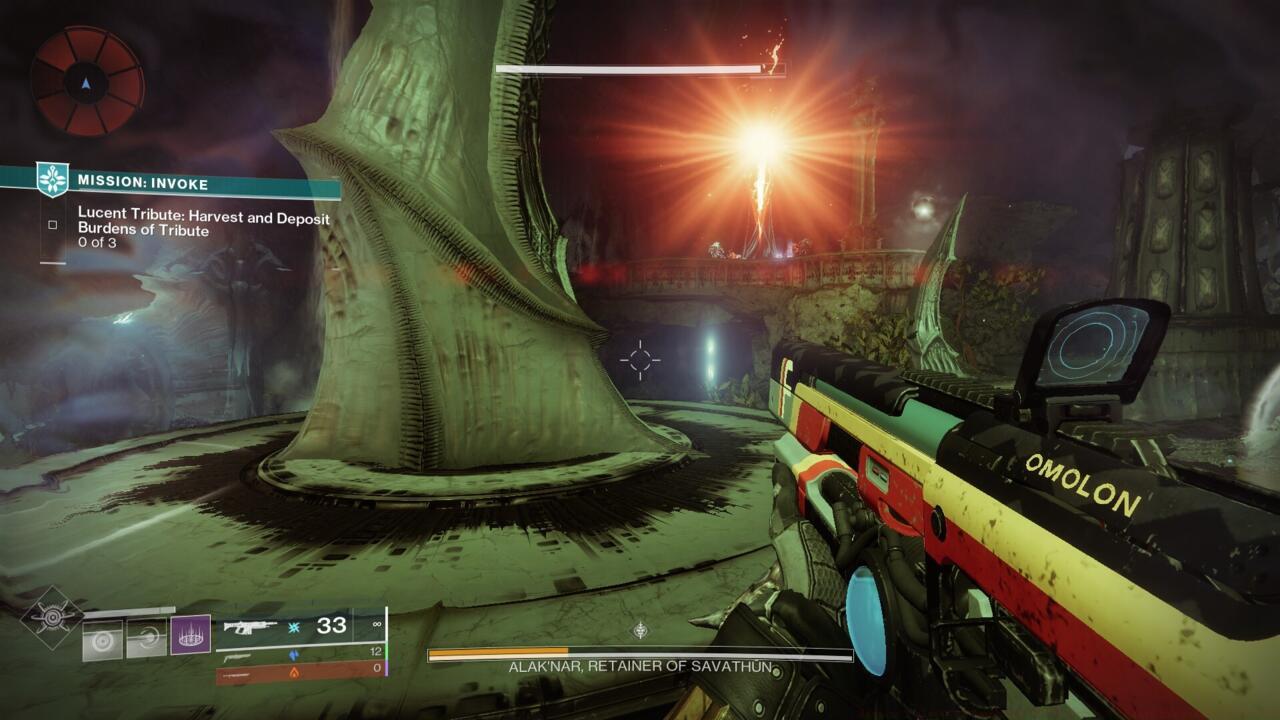 Once you've gained the Burden of Tribute, search for the ritual circle with the flashy beacon light to deposit it.