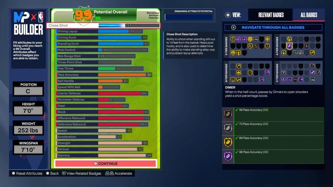 Invest in playmaking stats to create your Diming Pain Beast Center.