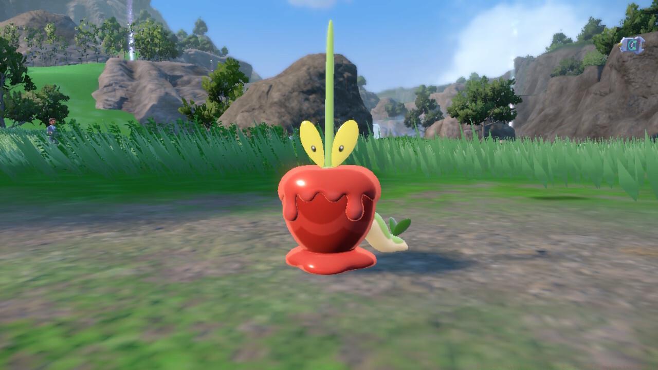 Applin evolves into Dipplin when given a Syrupy Apple.
