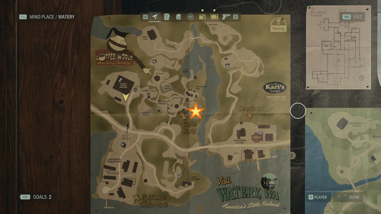 A map showing the location of the Percolator ride in Coffee World