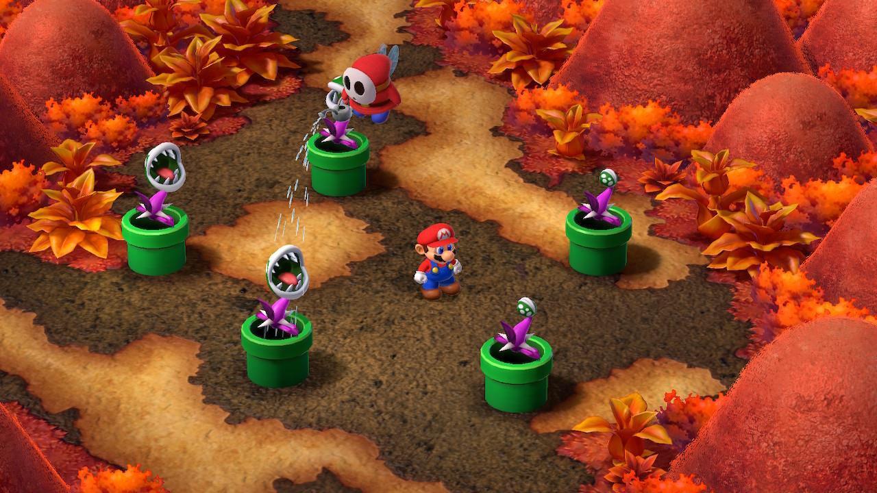 You'll have to coax the Shy Guy to make the Piranha Plants grow. This process enables you to defeat them in battle to secure access to the underground areas.