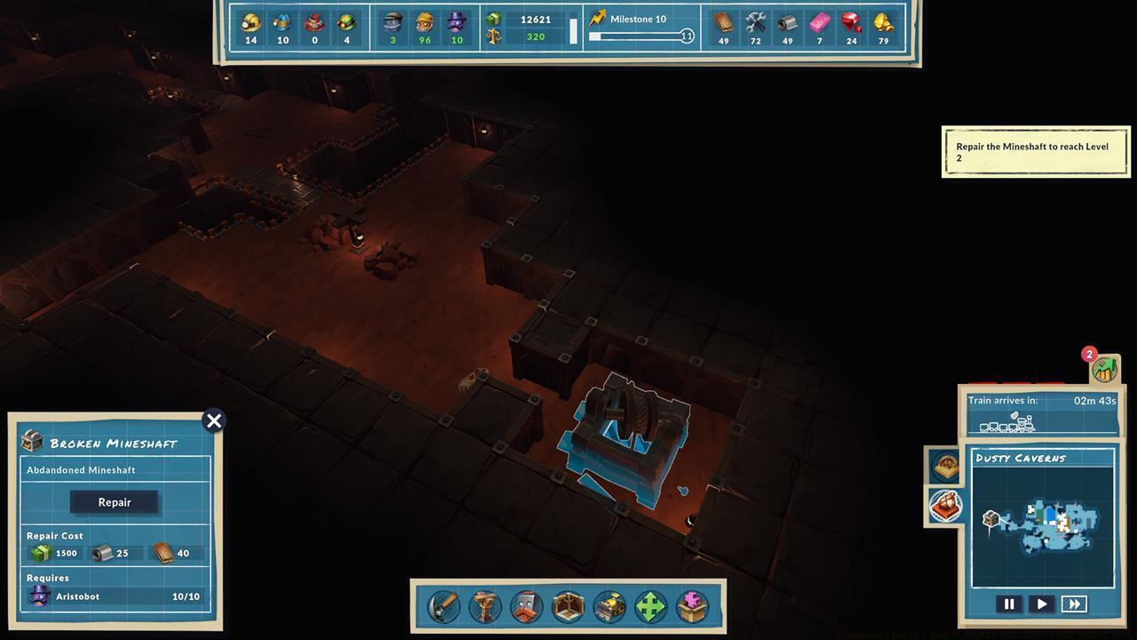 You'll have to repair underground mineshafts if you want to reach the next floors.