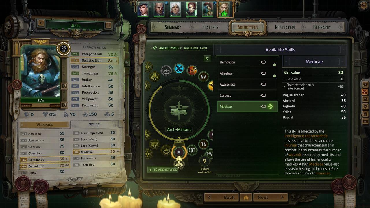 Simply choosing the Medicae skill at least once on the level up screen is enough to let you equip and use Medkits.