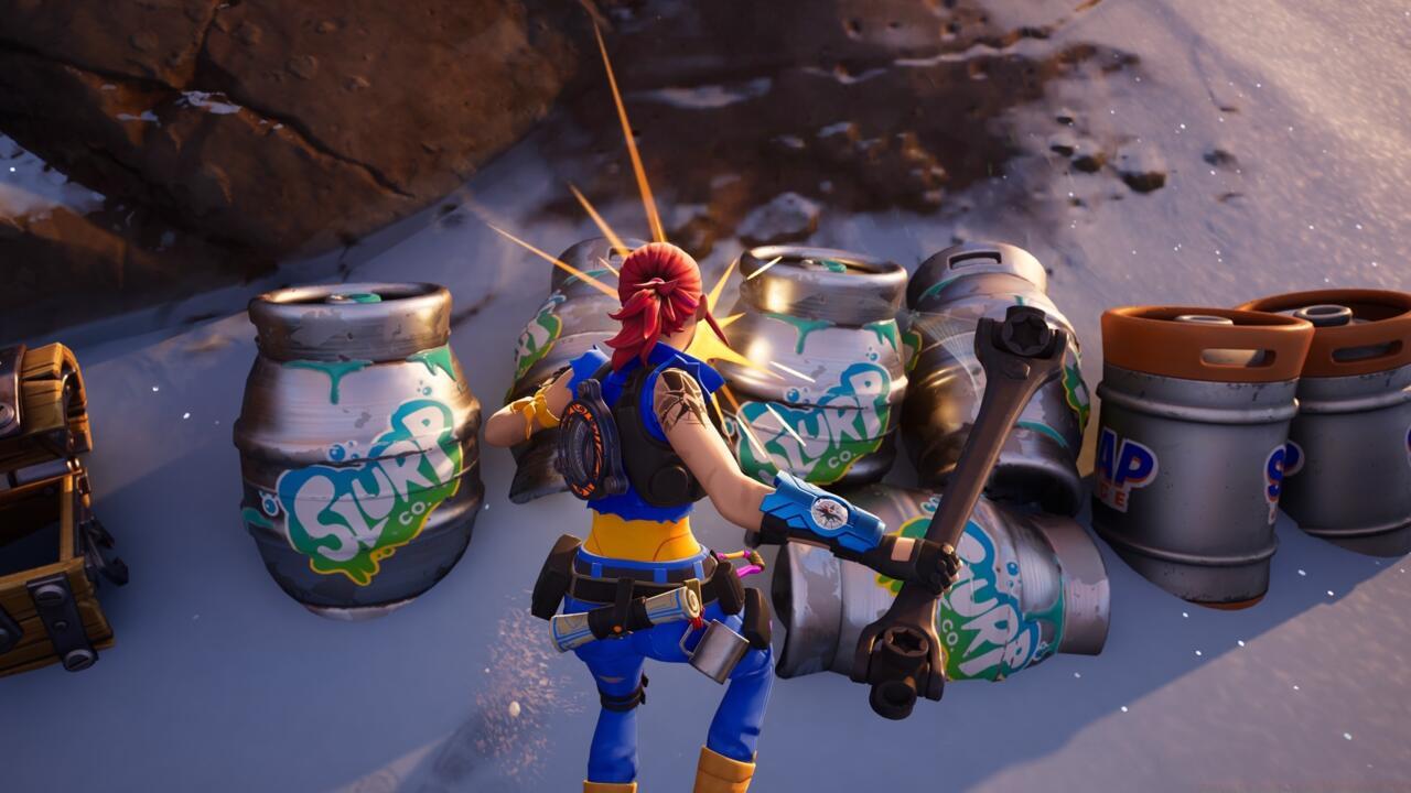 In build modes, lay floor builds over a bunch of Slurp Barrels to quickly break all of them