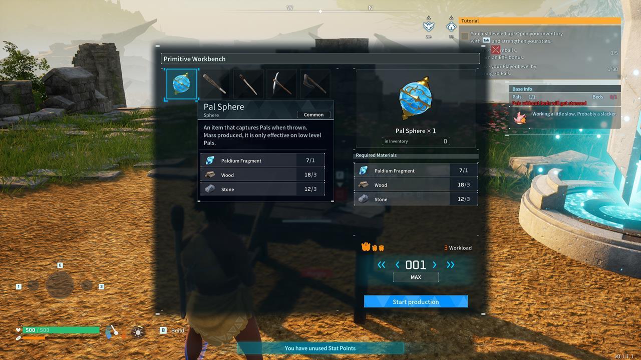 Craft a lot of Pal Spheres so you can catch more critters.