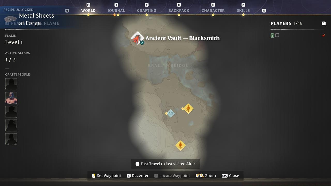 The Blacksmith's Ancient Vault is due north of the starting area.