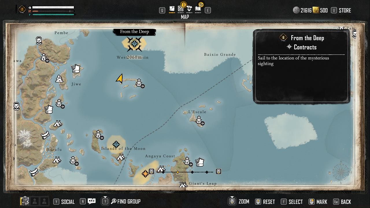 A map showing the location of the Kuharibu Sea Monster.