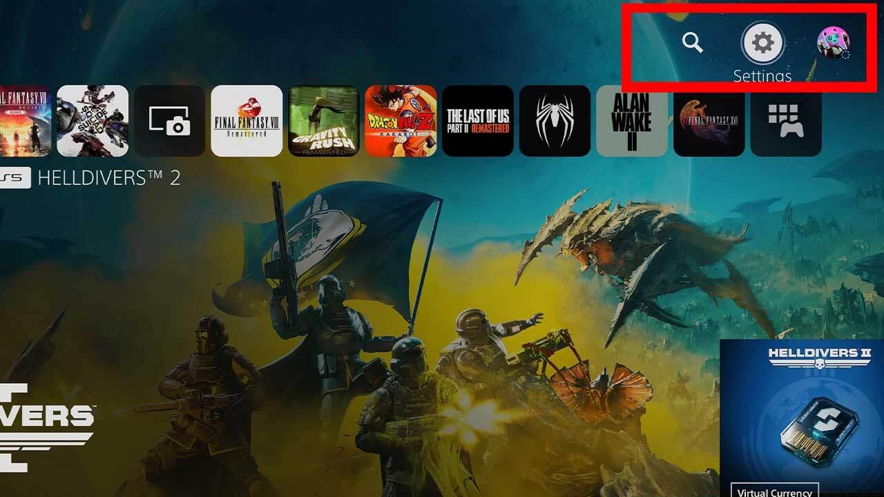 The settings menu can be found in the top corner of the screen.