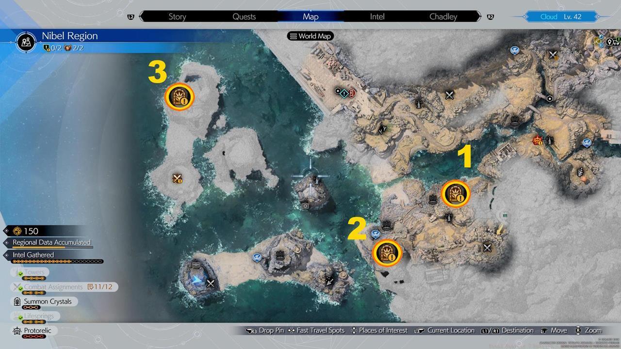 A map showing the locations of all three sanctuaries.