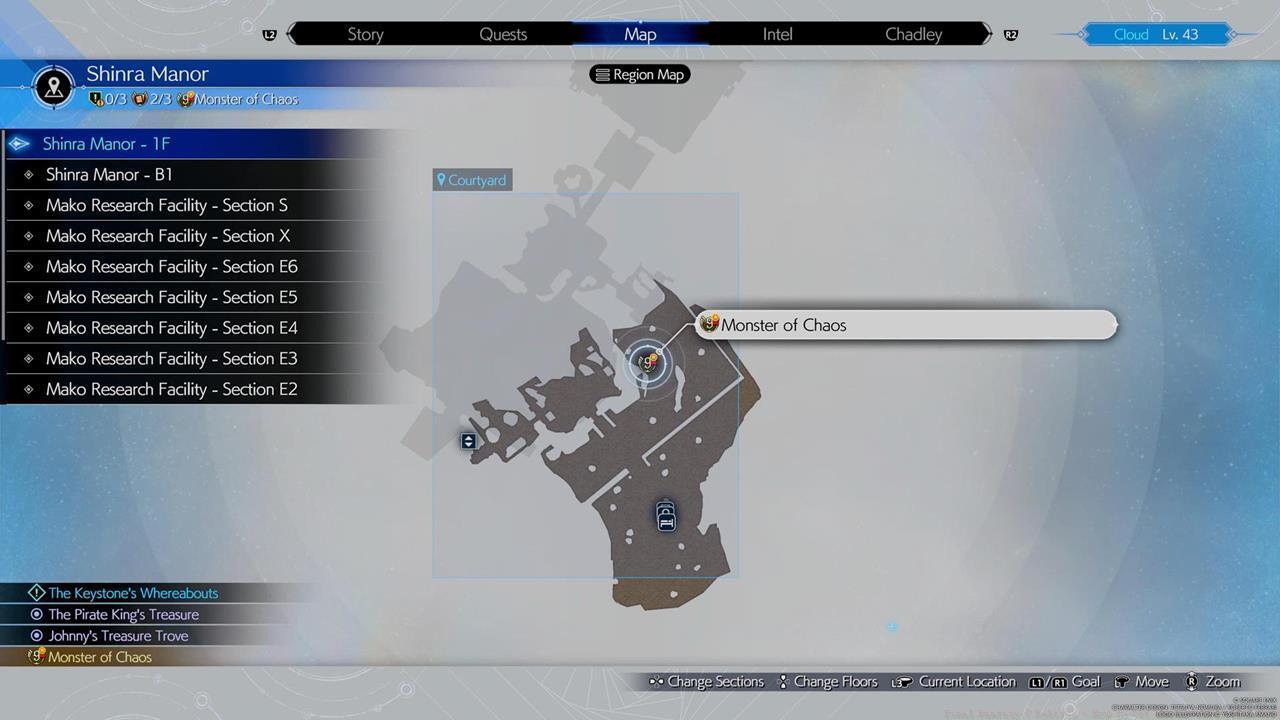 A map showing the location of the Monster of Chaos.