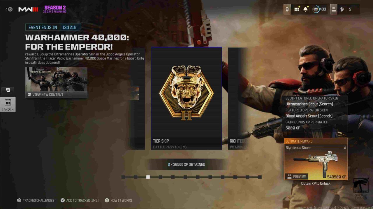 Battle pass tier skip token reward