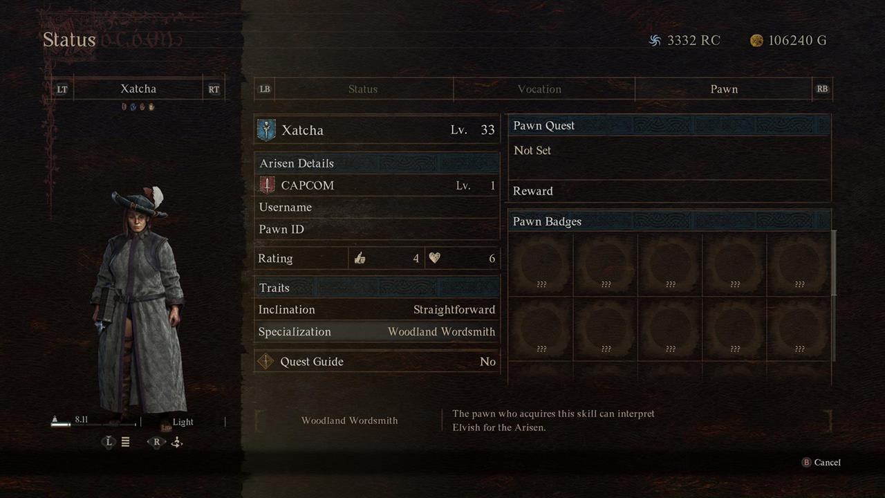 But first: Switch to the Archer vocation and find a pawn with the Woodland Wordsmith specialization