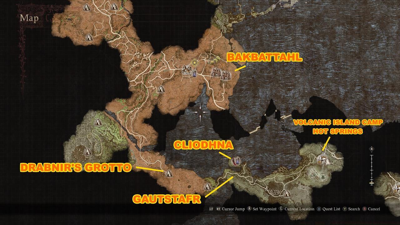 A map that shows where the journey will take you if you want to unlock the Magick-Archer class.