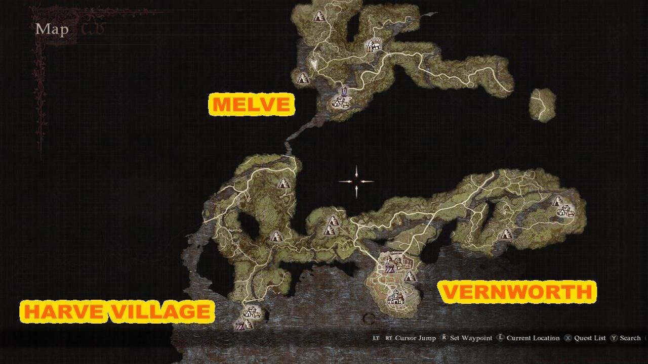 Key locations: Vernworth, Melve, and Harve Village