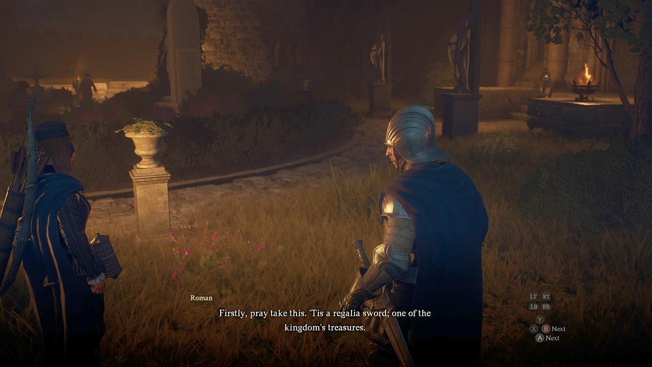 Obtain the Dulled Regalia Sword from Roman