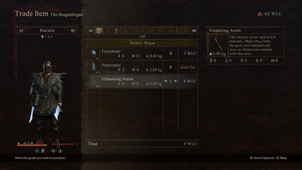 Buying the Unmaking Arrow and making preparations