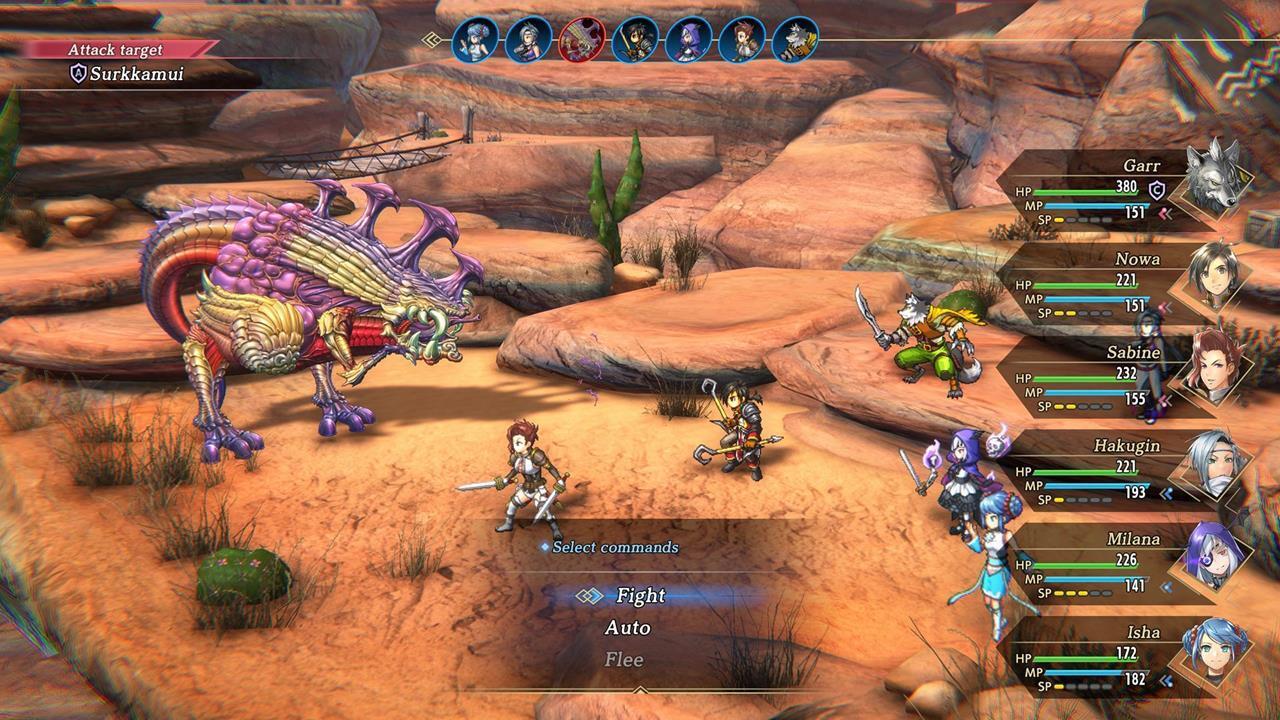 Up to six characters, plus one in a support role, can participate in battles.