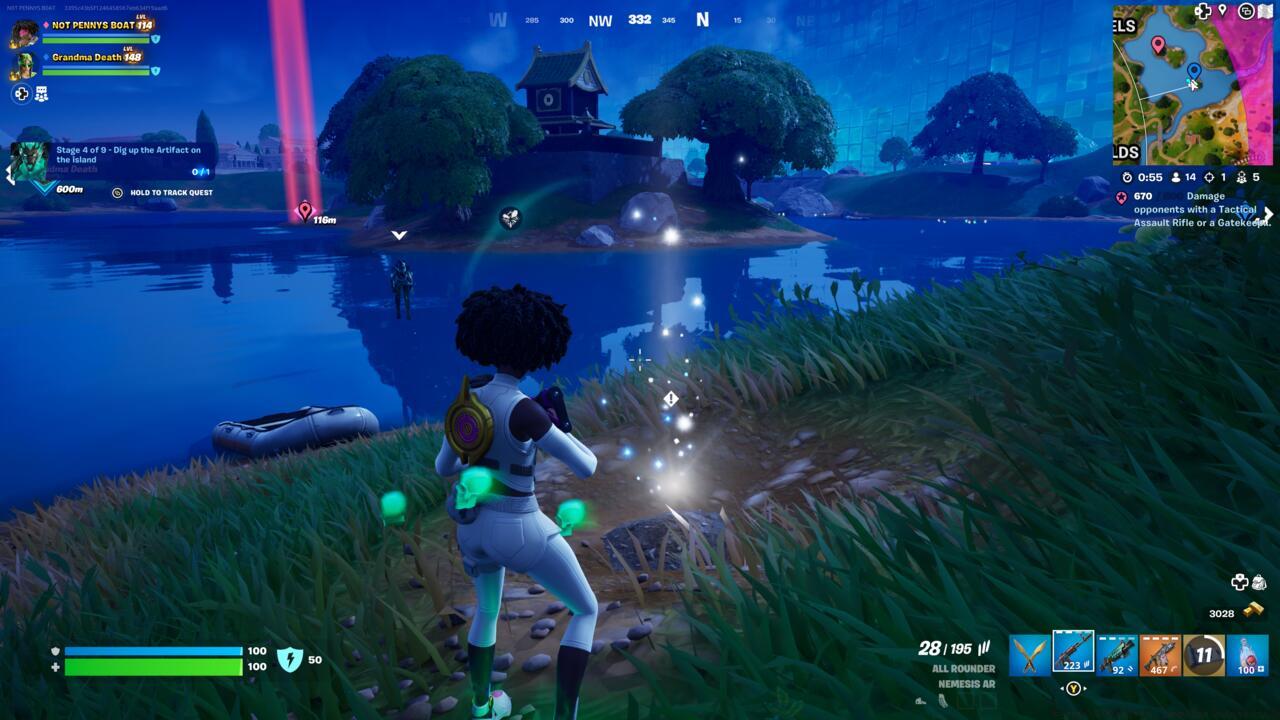 On a grassy island in the center of everything