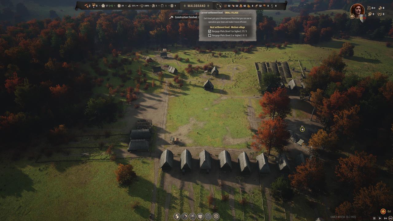 Each settlement level has a required number of tiers for Burgage Plots.