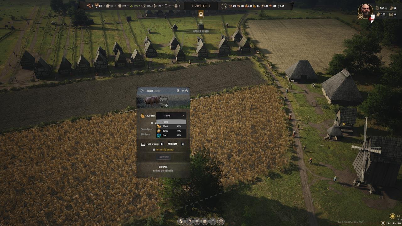 Select the crops that you want workers to plant.