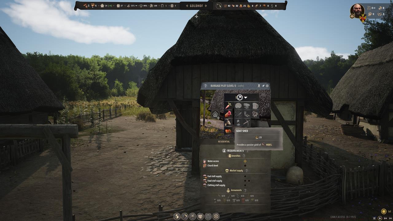 The Goat Shed is the G-O-A-T when it comes to crafting clothing in Manor Lords.