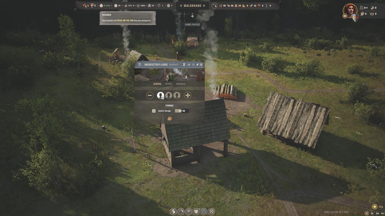 Don't forget to assign families to gathering or production buildings that are constructed