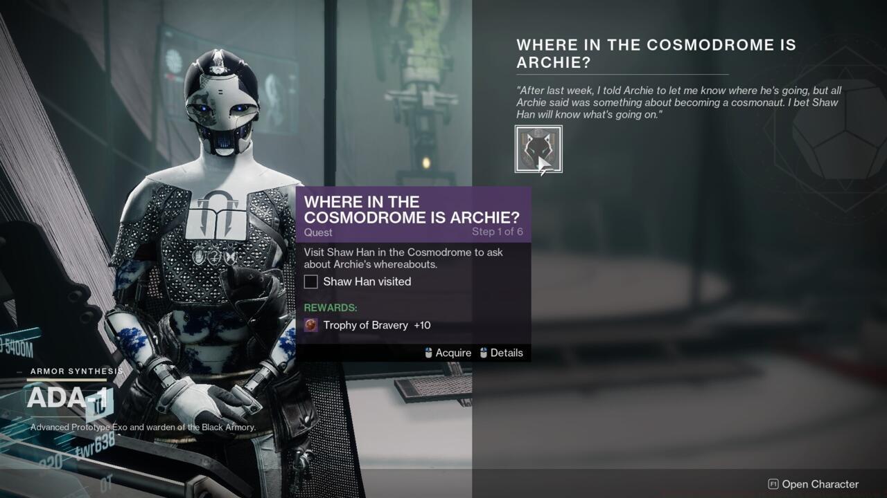 Ada-1 will give you the actual questline to follow.