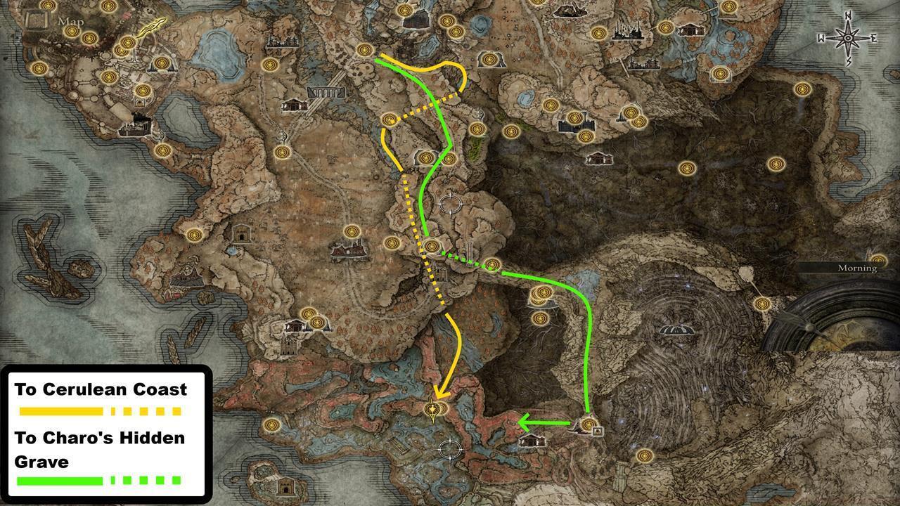 Map and directions to Cerulean Coast and Charo's Hidden Grave