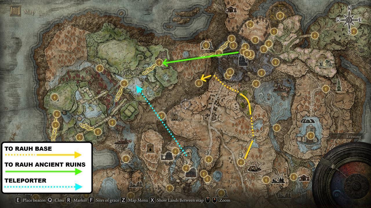 Map and directions to Ancient Ruins of Rauh and Rauh Base