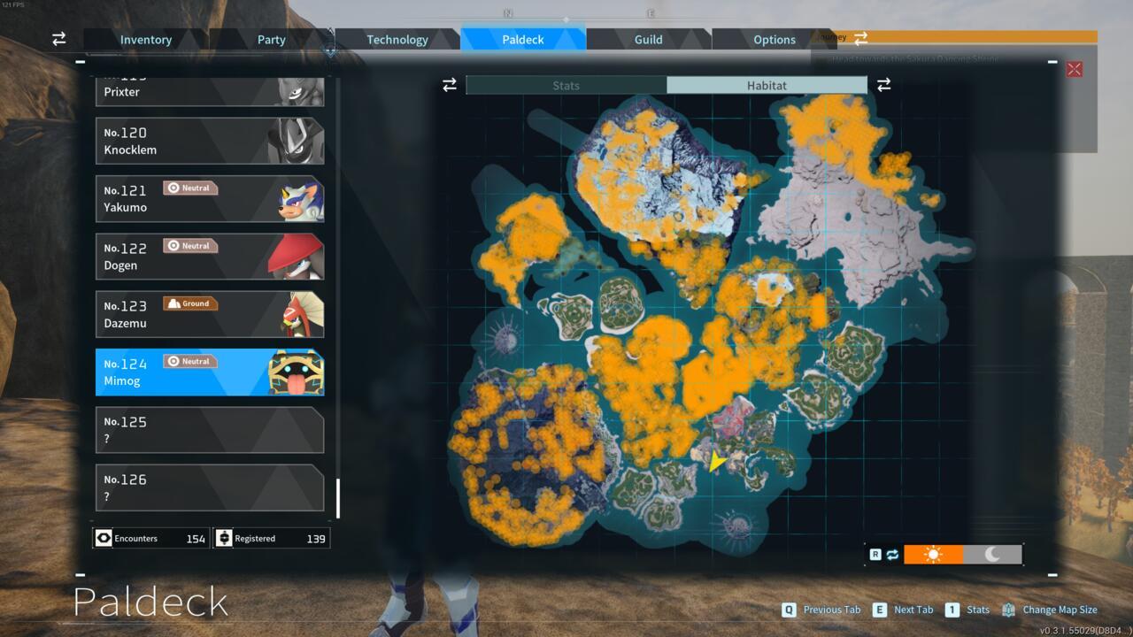 Mimog's possible spawns in Palworld