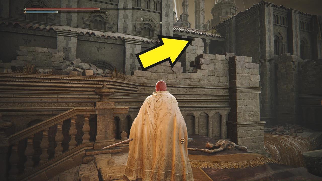 Climbing up another walkway to reach the Storeroom Key