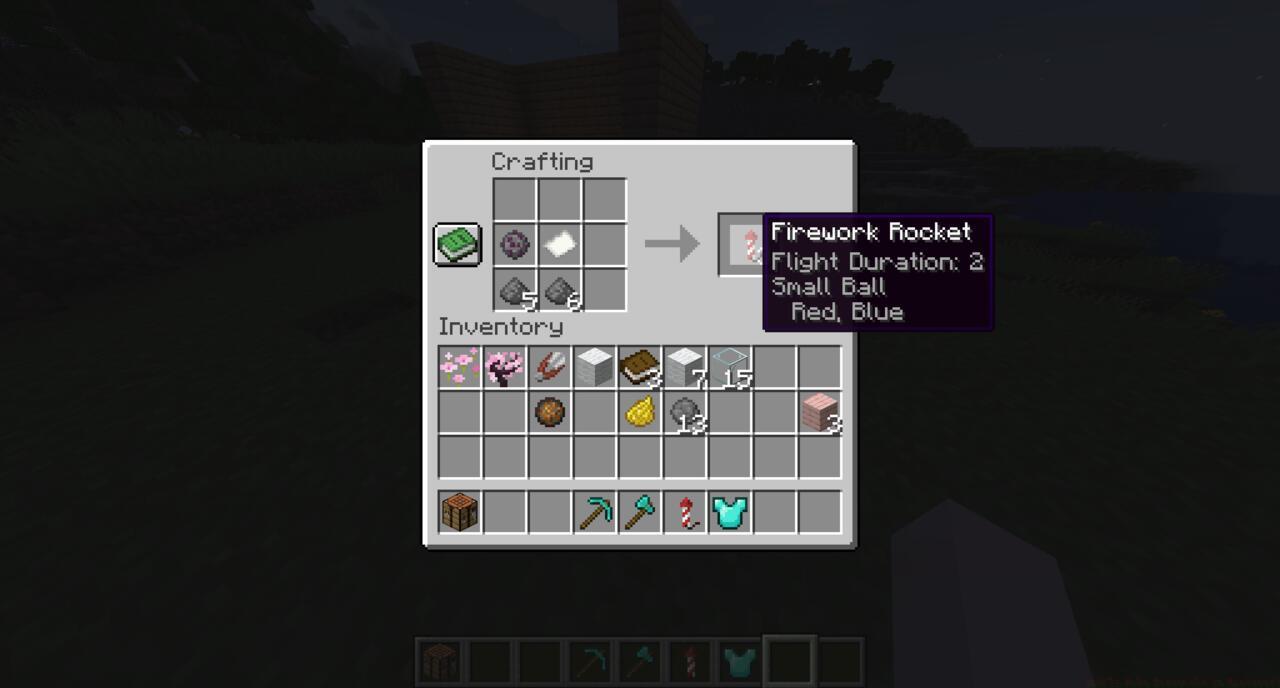 Adding a Firework Star to the recipe changes the colors