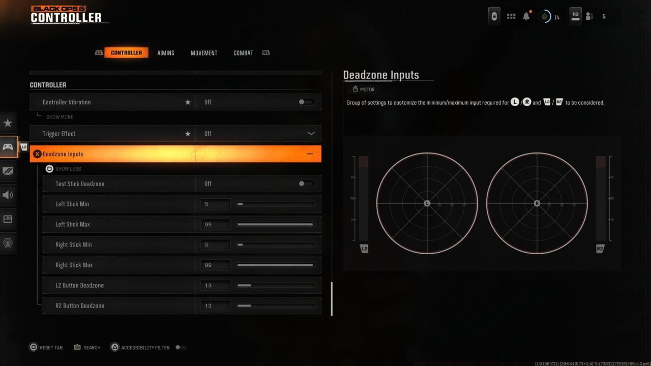 BO6 dead zone setting