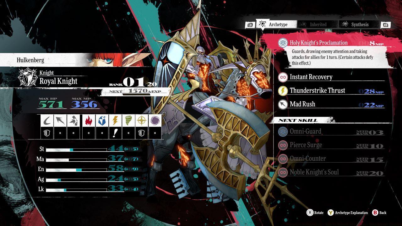 Hulkenburg can become the Royal Knight after mastering a few other Archetypes.