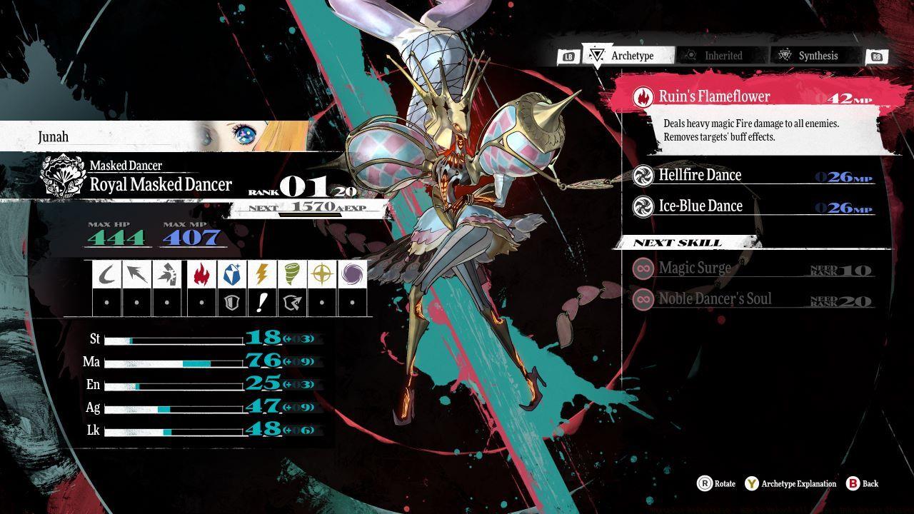 Junah can embody the Royal Masked Dancer after mastering the Masked Dancer and Faker trees.