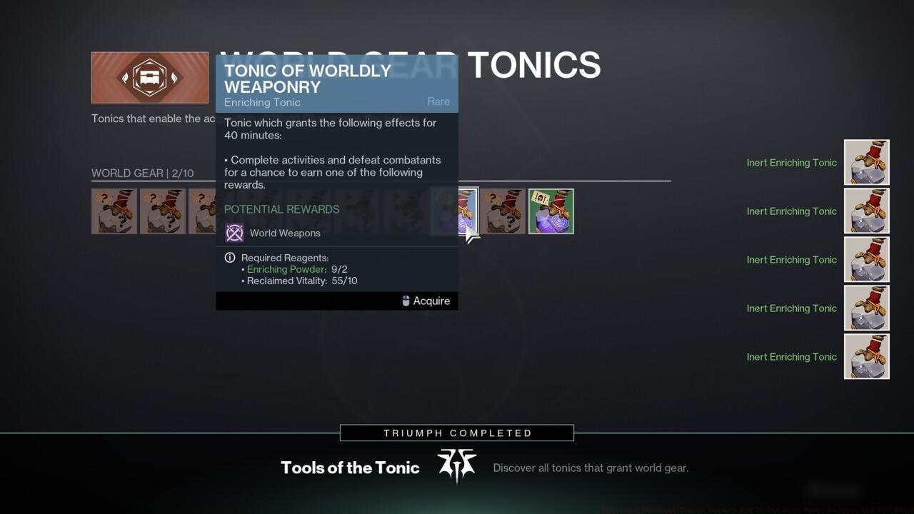 How To Unlock New Tonic Recipes
