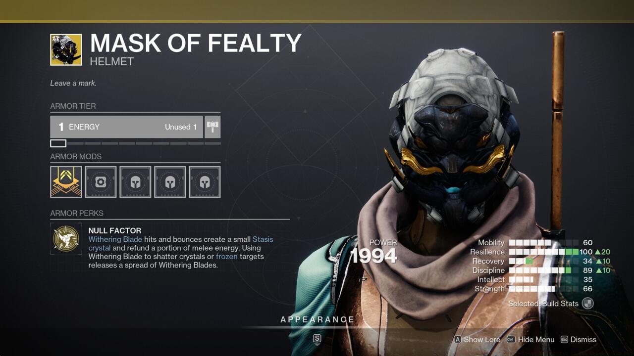Mask Of Fealty (Hunter Helmet)