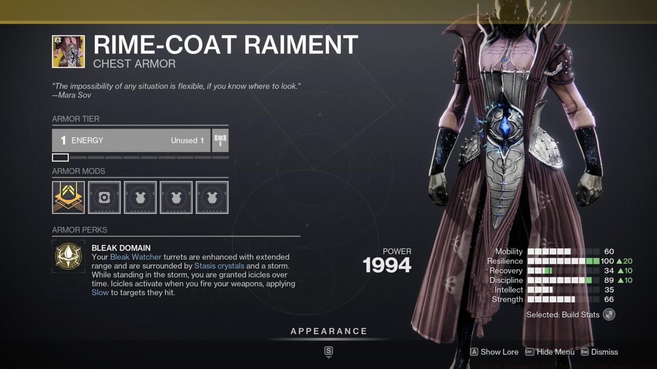 Rime-Coat Raiment (Warlock Chest Armor)