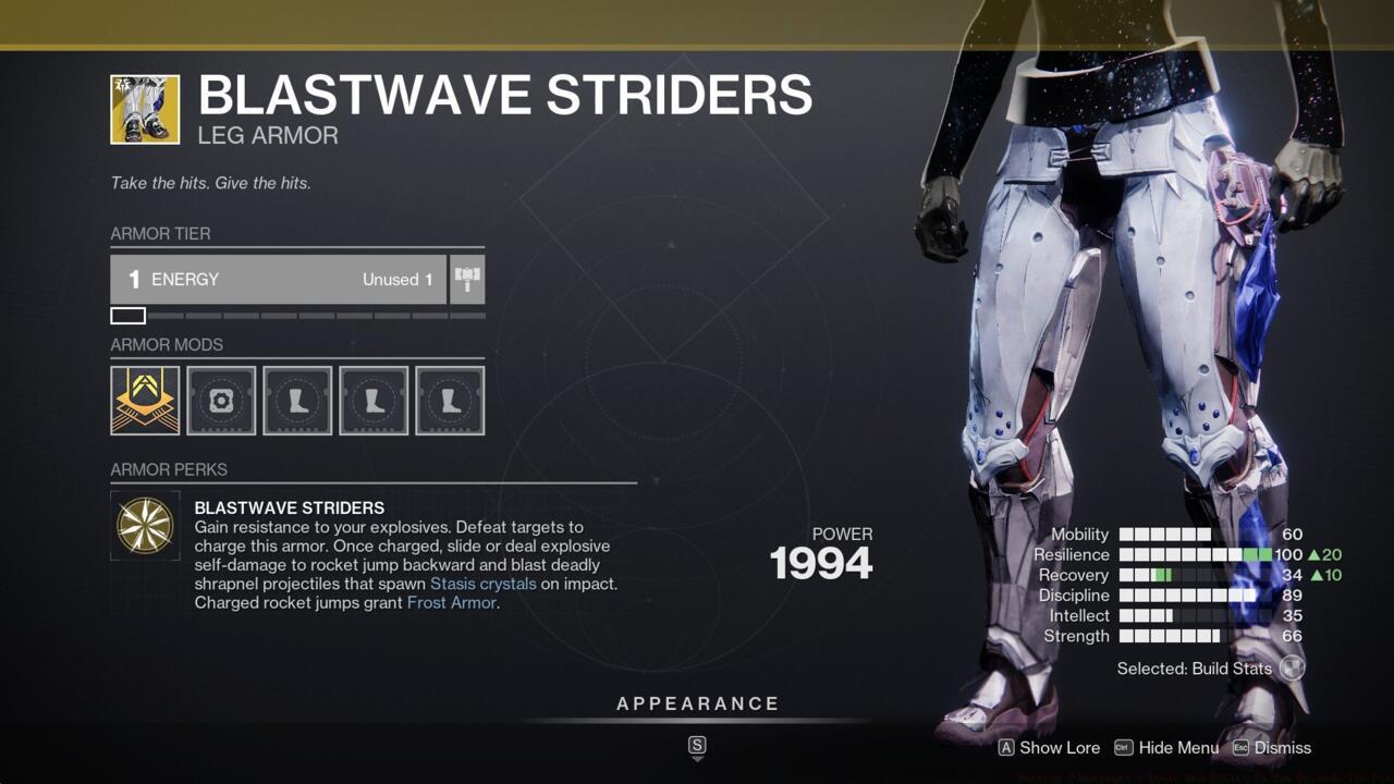Blastwave Striders (Titan Leg Armor)